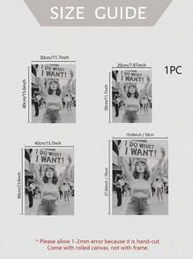1PC I Do What I Want Wall Art, Vintage Woman Protest Canvas Wall Art , Black And White Print, Girl Power Art, Print, Retro Wall Decor,For Dorm,Apartment,Bedroom,Living Room,Modern Home Decoration Unframed