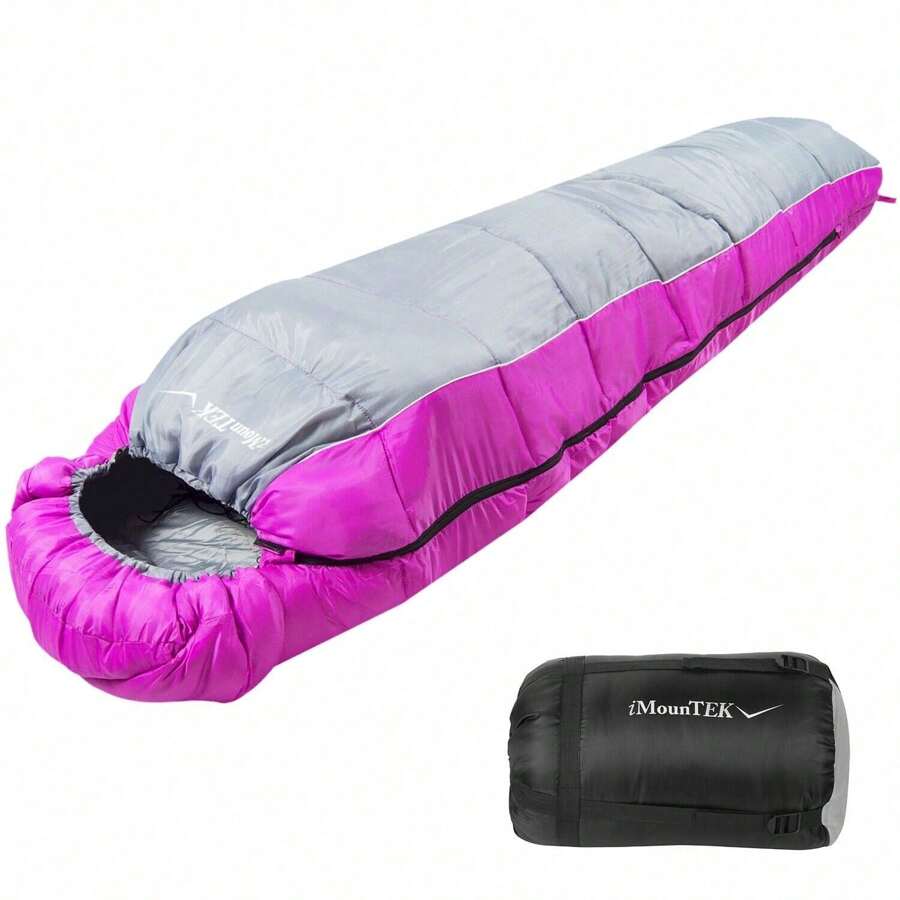 Adult Cold Weather Sleeping Bag Soft Thick Water-Resistant Sleep Bag Pink 23-50℉ - 1 - View 1