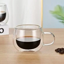 2 件/盒盒装双层透明高硼硅玻璃杯，高档礼品，家用，简约，耐热，带手柄咖啡/茶杯 - Clear - 查看 7