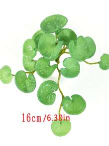16cm Small Artificial Copper Coin Grass Fake Succulent Landscape Tropical Hydroponics Plants Plastic Begonia Leaves Green Centerpieces For Home Office Balcony Desktop Decoration Without Pot 1pc - Green - View 5