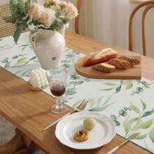 1pc Eucalyptus Leaf Table Runner For Spring, Green Sage Color Tablecloth, Seasonal Table Mat, Suitable For Kitchen Dining Table Decor, Indoor Outdoor Party, Seasonal Home Decor
