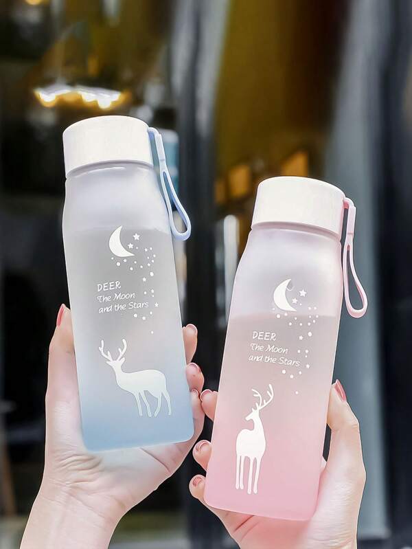 1 Stück 600ml Hirsch Kunststoff-Wassertasse, Trinkbecher für Kinder - Stufenweise farbig getönte Tasse, matter Effekt, Outdoor Sport Trinkbecher