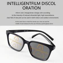 Photochromic Progressive Multifocal Reading Glasses, Readers, Square Frame, Fashionable Unisex Design - White - View 2