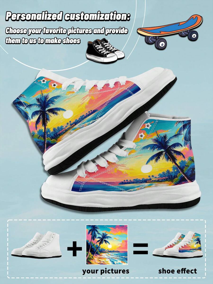 1 Pair Custom High Top Athletic Shoes, Personalized Picture Sneakers, Custom Chunky Sole Sneakers, Personalized High Top Fabric Shoes, Photo Sneakers, Tailored Sneakers For Women And Men, Gifts For Groomsmen, Anniversaries, Valentine's Day, Birthdays, Weddings, Best Friend Gifts, Ideal For Mom/Dad/Her/Him/Girlfriend/Boyfriend/Wife/Husband/Friend.