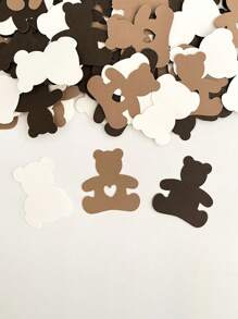 100pcs/Pack Brown Bear-Shaped Confetti, Baby Birthday Party Scatters, School Opening Party Decoration