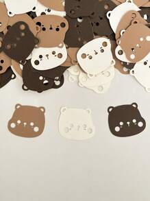 100pcs/Pack Brown Bear-Shaped Confetti, Baby Birthday Party Scatters, School Opening Party Decoration