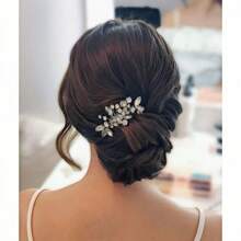 Lược cài tóc cô dâu pha lê sang trọng, đính đá lấp lánh toàn bộ, thanh lịch cho đám cưới, tiệc tùng, phụ kiện váy cưới, kẹp tóc pha lê nhẹ, phụ kiện ngày Valentine. - Bạc - Xem 4