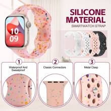 PAKRYS 闪亮花朵图案运动表带兼容 38 毫米 40 毫米 41 毫米 42 毫米 44 毫米 45 毫米 49 毫米，柔软硅胶防水表带兼容 Apple Watch Series Ultra 9 8 7 6 5 4 3 2 1 SE