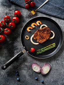 1 Set (1pc Skillet +1pc Applicator) Flat Skillet, Crepe Pan, Tortilla Pan, Flat Skillet, Omelet And Kitchen Induction Cooker Pan, Pancake Pan Round Skillet With Cooling Handle, This Crepe Pan Can Be Used On Gas, Induction Cooker, Electric Stove, Electric Ceramic Stove And Other Stoves