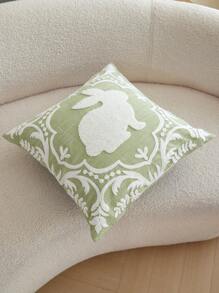 1 buah Sarung Bantal Hias Bordir Kelinci Hijau Paskah, Sarung Bantal Motif Bunga Musim Semi, Cocok untuk Dekorasi Dalam Ruangan, Sarung Bantal Musim Semi/Panas, Isian Bantal Tidak Termasuk - Hijau - View 7