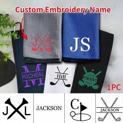 LICVIC Custom Golf Towel With Embroidery Name, Personalized Golf Towels For Golf Bags For Men, Customized Funny Golf Towel, Customizable Workout Towels, Ghost Golf Towel, Retirement Golf Gifts For Men, Birthday Gifts, Wedding Gifts, Valentine's Day, Soft Absorbent Towels, Father, Men, Women, Boyfriend, Grandparents Christmas Beauty Accessories