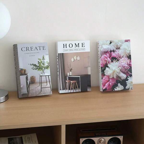 3pcs Modern Fashion Foldable Decorative Fake Book Set, Minimalist Ornament For Bookshelf And Tabletop