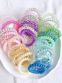 12pcs/6pcs Ladies Elastic Coil Hair Band, Wrinkle-Free Telephone Line Hair Band, Suitable For Thick Hair And Thin Hair Casual Hair Band, Elastic Band-Hair Accessories With Interesting Patterns And Designs, Sweet And Fresh Hair Bands, Durable, Ladies Casual Hair Accessories, Gifts & Photo Props, Spiral Hair Bands, Elastic Coil Hair Bands, Wedding Bride Gifts, Companion Gifts, Bridesmaid Gift Box Decorations, Valentine's Day Party Gifts. Home Bathroom Decor Fall Decor