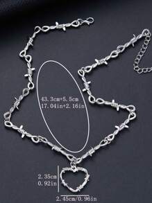 1 PC Small Wire Brambles Iron Heart Choker Necklace Women Hip-Hop Gothic Punk Style Barbed Wire Little Thorns Chain Choker Gifts