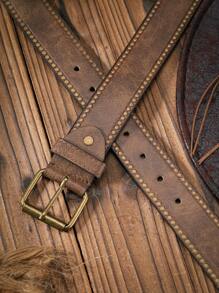 1pc Retro Men's PU Leather Belt, Suitable For Casual Daily Wear (Comes With Holes Puncher) Summer, School Casual, Business, Boyfriend Husband Father Dad Men Gift, Daily Wear, Fashion, Teen, Outdoor, Vacation, Athletic, Travel, Street, Boho, Vintage Fall, Autumn, Halloween Autumn-Winter Accessories,Suitable For Teens, Youth,Men,Casual, Outdoor, Athletic, Vacation, Graduation Gifts, Birthday, Daily Wear - As Shown - View 7