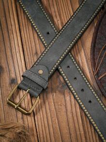 1pc Retro Men's PU Leather Belt, Suitable For Casual Daily Wear (Comes With Holes Puncher) Summer, School Casual, Business, Boyfriend Husband Father Dad Men Gift, Daily Wear, Fashion, Teen, Outdoor, Vacation, Athletic, Travel, Street, Boho, Vintage Fall, Autumn, Halloween Autumn-Winter Accessories,Suitable For Teens, Youth,Men,Casual, Outdoor, Athletic, Vacation, Graduation Gifts, Birthday, Daily Wear - As Shown - View 6