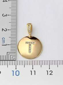 Initial Letter Medal Necklace With Studded Zirconias, Anti-Allergic, 18k Gold Plated - 金色 - 查看 7