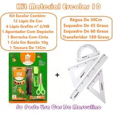 School Supplies Kit 10 With Geometric Ruler And Pencil And Sharpener And Eraser And Glue Stick And Scissors Back To School - Escolar Kit E Régua Kit - View 1