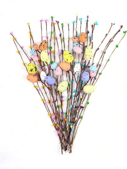 26 st konstgjorda påsksprayrankor, dekorerade med pastellfärgade påskägg och bär - Dekorativa vårblommiga grenar - Påskäggsträdgrenar, lämpliga för blomsterarrangemang - Kransdekoration i mitten, examenspresent till födelsedag
