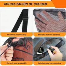 SHIXIONG 2 Ball Bags 80x100cm For 12 Balls, Large Black Mesh Bag With Side Pockets, Ball Holder For Soccer, Basketball, Volleyball, Baseball, Swim Equipment Or The Beach - 黑色 - 查看 6