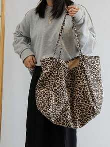 Big Stylish Leopard Print Tote Bag,Large Capacity Shoulder Bag,Perfect Underarm Bag For Commuting,School Bag,Large Capacity,Portable,For Teen Girls Women College Students,White-Collar Workers,Perfect For Work,Back To School,Middle School,High School,College,Vacation, New Arrival Tote Bags For Woman, New Fall Winter Tiger Print Bag For Women, New Fall Winter Cheetah Print Purse For Women