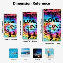 1pc Super Large New Microfiber Beach Towel, Highly Absorbent Swim/Bath Towel With Digital Printing, Colorfast, Suitable For Summer - Blue and White - View 2