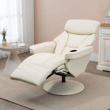 PU Leather Manual Recliner Armchair Lounge Chair With Cup Holder Pocket
