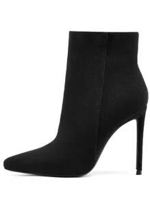 Botas de tobillo para mujer punta puntiaguda tacón alto de 4 pulgadas con cremallera tacones de aguja botines de otoño