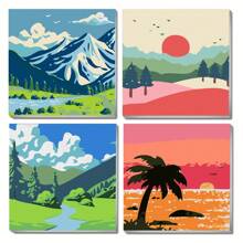 20x20cm/7.8 Inches X 7.8 Inches - 1 Piece Colorful Oil Painting DIY Adult Digital Oil Painting, Natural Scenery, Suitable For Hanging On The Desktop As A Gift To Relieve Stress, Suitable For Bedroom, Living Room Decoration - Xiyin Combination Title Gifts Birthday Graduation