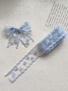 1 pieza de cinta de encaje de poliéster color marfil, perfecta para accesorios para el cabello DIY, envolver ramos y manualidades de decoración de bodas - Multicolor - Ver 10