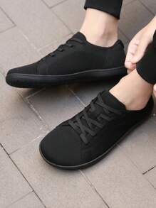 1 Pair Knit Upper Unisex Wide Toe Athletic Shoes, Road Running Shoes, Walking Shoes, Camping Shoes, Breathable Knit Fabric, Wide Toe Trail Running Shoes, Comfortable Lightweight Gym Non-Slip Low-Top Lace-Up Minimalist Barefoot Trainers