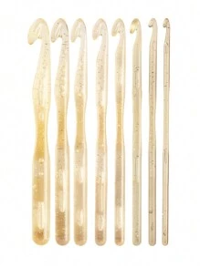 8pcs/Set Crochet Hooks Set With Crystal Handles And 15cm Length For Comfortable And Easy Crocheting 4-12mm Sizes - Transparent - View 7