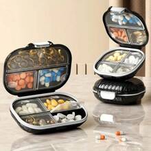 1pc Portable Pill Box Travel Seven Days 7 Grid Sub-Packaging Pills Sealed Storage Box Pill Organizer - Multicolor - View 4