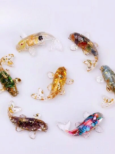 1 Mini Small Fish Desktop Ornament, Vintage And Personalized Koi Fish, Micro Landscape Resin Crafts, Suitable As A Small Gift For Friends