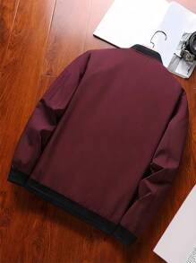 Chaqueta casual ligera para hombre Chaqueta de béisbol de manga larga, chaqueta de vuelo, corte regular, estilo casual - Rojo - Ver 2