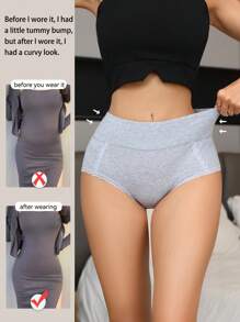 4 pièces de sous-vêtements triangulaires haute taille à haute élasticité pour femmes, décontractés et confortables, sans marque, avec une combinaison de dentelle sur les hanches pleines. Ensemble multicolore de culottes mode respirantes et antibactériennes personnalisées