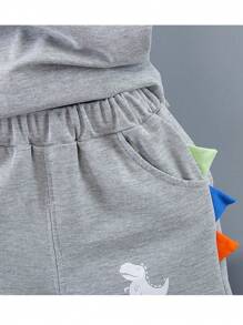 Infant Baby Boy Sets Summer Clothing Casual Sport Suit Short-Sleeved POLO Shirt + Shorts 2Pcs Set Kids Grey Dinosaur Print Tracksuit Boy's Suit