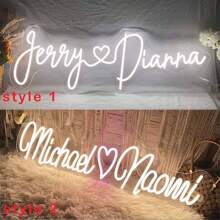 Letrero de neón personalizado para decoración de boda, letrero de neón personalizado para decoración de habitación, regalo del Día de San Valentín, nombres de pareja personalizados con corazón, letrero de neón iluminado, decoración de pared del hogar, telón de fondo para boda y compromiso, regalo para amante