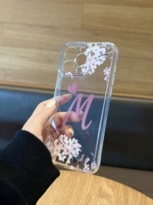 1 件透明空间保护壳相机孔手机壳，带 M 字母、心形和花朵图案，兼容 7/8/7p/8p/X/Xs/Xr/Xsmax/11/11pro/11promax/12/12pro/12promax/12MINI/13/13pro/13promax/13MINI/14/14pro/14plus/14promax/15/15pro/15plus/15promax/16/16pro/16plus/16promax/17/17pro/17promax/17AIR - 彩色 - 查看 5
