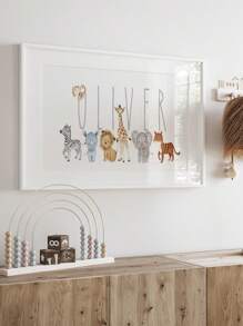 1pc Name Custom Art Poster Jungle Animals Hanging Picture Elephant Painting Poster Giraffe Print Picture Zebra Decorative Painting Lion Wall Art Kids Room Decor Birthday Gift With Frame,Home Refresh,Customized Wall Art,Warm Ambience,Home & Living,Haunt Your Home,Souvenirs,Reusable,Adorable,High-Quality,Household Items - White - View 13