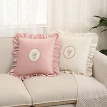 1 件天鹅绒荷叶边枕套，郁金香花束枕套，简约舒适，适用于客厅沙发卧室装饰（不含枕芯） - 彩色 - 查看 6