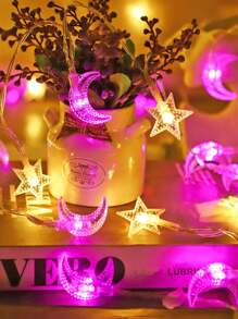 1 buc 4.9/9.8ft Culoare Caldă Șir Luminos Decorativ Stea Lună, Lumină Stea Zână Acționată Cu Baterii Pentru Decor Acasă, Decor Cameră, Decor Dormitor, Decor Grădină, Decor Camping, Decor Petrecere, Decor Bal Nuntă, Șir Luminos Decorativ Curte - Galben+Roz - Vizualizare 6
