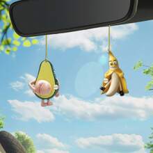 1pc New Avocado & Banana Fruit Acrylic Keychain, Car Rear View Mirror Charm, Backpack Pendant Decor, Suitable For Car Mirror, Backpack, Holiday Party Accessory Key Chain - Multicolor - View 9
