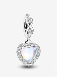 1Pc Bạc Sterling 925 Thời Trang Lấp Lánh Trái Tim Trắng Mặt Dây Chuyền Hạt Charm Phù Hợp Cho Phụ Nữ Vòng Tay Vòng Tay Làm Trang Sức Tự Làm Và Trang Phục Hàng Ngày Phù Hợp Trang Sức Trang Trí Cho Các Cô Gái Ngày Lễ Tình Nhân - yêu - Xem 5