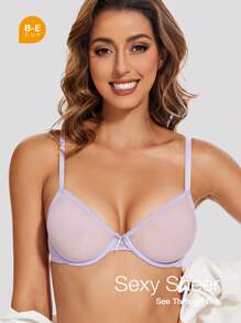 Wingslove See Through Unlined Sheer Transparent Mesh Breathable Lingerie Bra