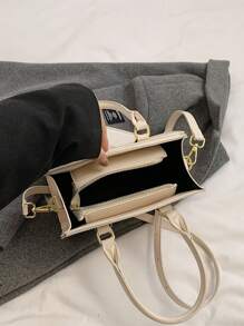 BELLEBORG 1pc White Versatile Minimalist Crocodile Embossed Women Handbag & Shoulder Bag - White - View 7