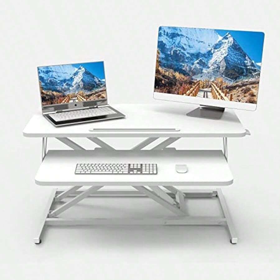 ERGOMAKER Height Adjustable Standing Desk Converter - 81cm 32 Inch Wide ...