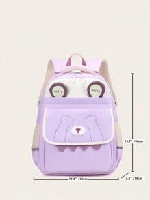 Cute Large Capacity Multi-Pocket Student Backpack, Lightweight Spine Protection Student Schoolbag, Multi-Layer Backpack, Laptop Backpack - Purple - View 4