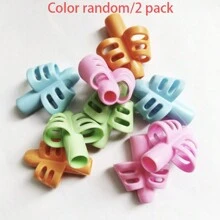 1/2 stuks siliconen schrijfgerei met dubbele vingergreep voor leren en schrijven, leermiddelen voor kinderen, cadeau voor kinderen, corrector voor schrijfhouding, kleurrijke zachte siliconen pengreep, penhouder voor basisschoolleerlingen, hulpmiddel voor schrijfcorrectie