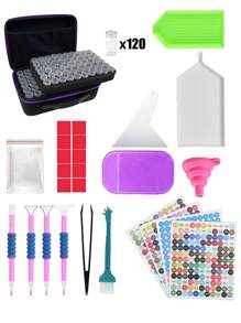 1 CONJUNTO Premium Diamond Painting Tool Container de armazenamento - Ferramentas e acessórios para joias, contas, anéis, pingentes, strass brilhantes, à prova de choque, slots 30/60/120, jarra protetora para organizar e armazenar pequenos acessórios